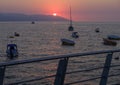 Puerto Vallarta sunset and fishing boats Mexico Royalty Free Stock Photo