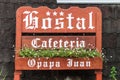 PUERTO VARAS, CHILE - MAR 1, 2015: Sign Hostal Cafeteria Opapa Juan in Puerto Vara