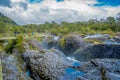 PUERTO VARAS, CHILE, SEPTEMBER, 23, 2018: Saltos de Petrohue. Waterfalls in the south of Chile, formed by volcanic