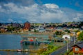 PUERTO VARAS, CHILE, SEPTEMBER, 23, 2018: View of the city of Puerto Varas and Llanquihue lake Royalty Free Stock Photo