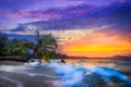 Puerto Viejo, Costa Rica - Caribbean Sunset over the Beach outside Puerto Viejo de Talamanca