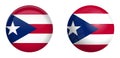 Puertorico flag under 3d dome button and on glossy sphere / ball Royalty Free Stock Photo