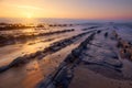 Warm sunset at Barrika beach Royalty Free Stock Photo