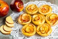 Puff apple shaped roses muffins