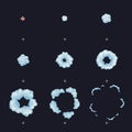 Puff, boom, burst, explosion, explode animation frames vector effect