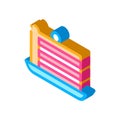 Puff Cake With Berry On Top isometric icon vector illustration