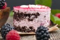 puff chocolate cake with berry filling Royalty Free Stock Photo