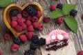 puff chocolate cake with berry filling Royalty Free Stock Photo