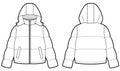 puff jacket technical sketches. winter sport jacket