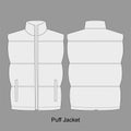 Puff Jacket template. Vector Apparel Mockup Collection. Puff Jacket Mockup Vector.