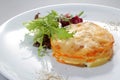 Puff omelet with cheese and salad on a white plate Royalty Free Stock Photo