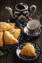 Puff pastries with meat samosa - traditional uzbek and indian pasrty. Royalty Free Stock Photo