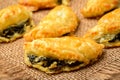 Puff pastries with spinach and cheese. Royalty Free Stock Photo