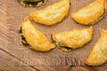 Puff pastries with spinach and cheese. Royalty Free Stock Photo