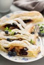 Puff pastry with apple and blueberry