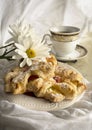 Puff pastry apple pastry turnovers. Breakfast with pastry and tea Royalty Free Stock Photo