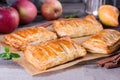 Puff pastry apple pastry turnovers for dessert Royalty Free Stock Photo