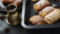 Puff pastry ,apple pastry turnovers for dessert Royalty Free Stock Photo