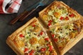 PUFF PASTRY BREAKFAST TART WITH EGGS AND TOMATOES