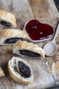 puff pastry bun made of wheat dough and poppy seed filling Royalty Free Stock Photo