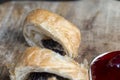 puff pastry bun made of wheat dough and poppy seed filling Royalty Free Stock Photo