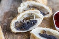 puff pastry bun made of wheat dough and poppy seed filling Royalty Free Stock Photo