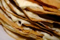 Puff pastry cake Napoleon layers closeup texture with white cream inside Royalty Free Stock Photo