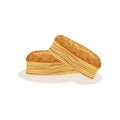 Puff pastry cookie, bakery fresh tasty product vector Illustration on a white background