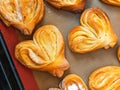 Puff pastry cookies palmier or elephant ears Royalty Free Stock Photo