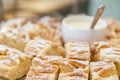 Puff pastry covered with sugar