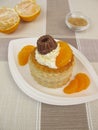 Puff pastry filled with mandarin orange and chocolate