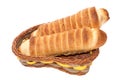 Puff pastry with a hot dog in a wicker basket Royalty Free Stock Photo
