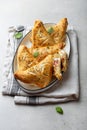 puff pastry pies with cheese and ham Royalty Free Stock Photo