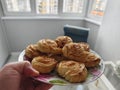 Puff pastry pizza rolls with minced beef