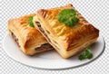 Puff Pastry on Plate, Flaky Bakery Snack, Breakfast Dessert, Isolated Royalty Free Stock Photo
