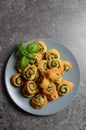 Puff pastry rolls with spinach and greek cheese filling