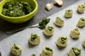 Puff pastry rolls with spinach and greek cheese filling