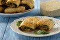 Puff pastry rolls with spinach and ricotta. Royalty Free Stock Photo