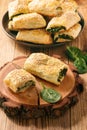 Puff pastry rolls with spinach and ricotta. Royalty Free Stock Photo