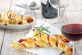 Puff pastry sticks with ham Royalty Free Stock Photo