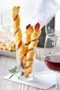 Puff pastry sticks with ham Royalty Free Stock Photo