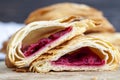 puff pastry with strawberry red filling Royalty Free Stock Photo