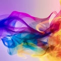 puff of smoke in neon tones, abstract art, colored steam background, smoke cloud swirl pattern, bright vivid colors.