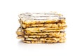 Puffed corn crackers chocolate covered isolated on white background Royalty Free Stock Photo