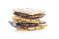 Puffed corn crackers chocolate covered isolated on white background Royalty Free Stock Photo