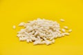 Puffed rice, Churmure or murmure or moori isolated on yellow background Royalty Free Stock Photo