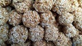 Puffed rice sweet balls in Indian market.