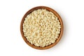 Puffed rice in wooden bowl on white background Royalty Free Stock Photo