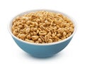 Puffed wheat cereal in bowl isolated on white background Royalty Free Stock Photo