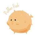 Puffer fish. Child fun pattern icon. Royalty Free Stock Photo